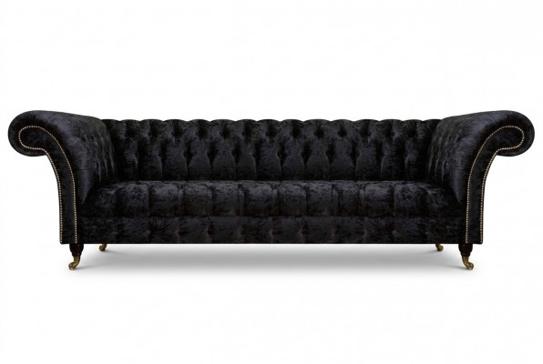 Chesterfield Moderne Zwarte Vierzitter Elegante Gestoffeerde Meubels 4-Zitter