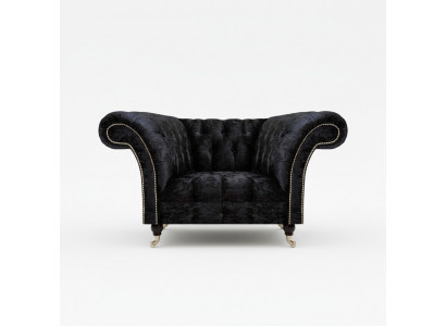Chesterfield gestoffeerde fauteuil Zwarte eenzitter Luxueuze leunstoel
