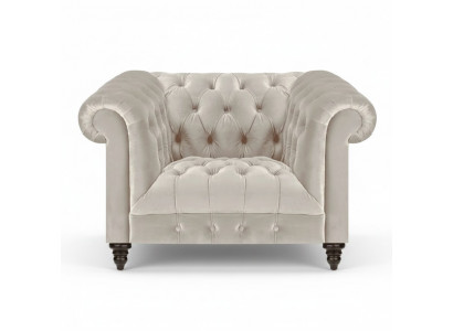 Witte Chesterfield gestoffeerde fauteuil Designer stoffen fauteuil Textiel zitmeubel
