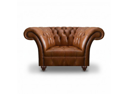 Bruine Chesterfield fauteuil eenzitter woonkamer lederen stoel bekleding 1-zitter