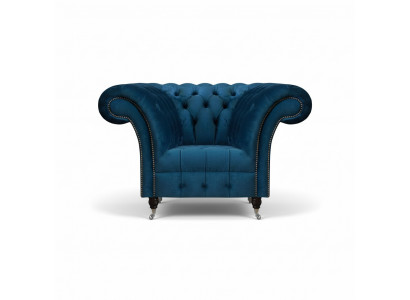 Moderne blauwe Chesterfield fauteuil designer zitmeubel woonkamer stoel