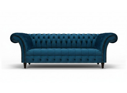 Luxueuze blauwe Chesterfield stoffen bank woonkamer gestoffeerde meubels 3-zits.