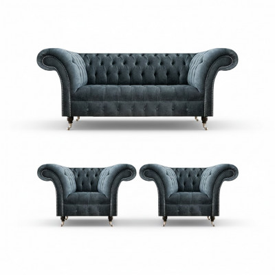 Stijlvolle Chesterfield bankstel designer gestoffeerde sofa's 2x fauteuils