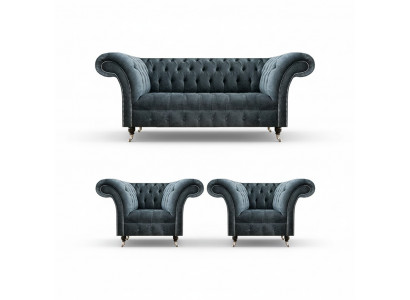 Stijlvolle Chesterfield bankstel designer gestoffeerde sofa's 2x fauteuils