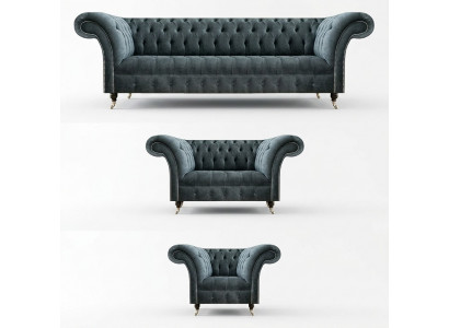 Chesterfield grijze bankstel design banken luxe eenzitter