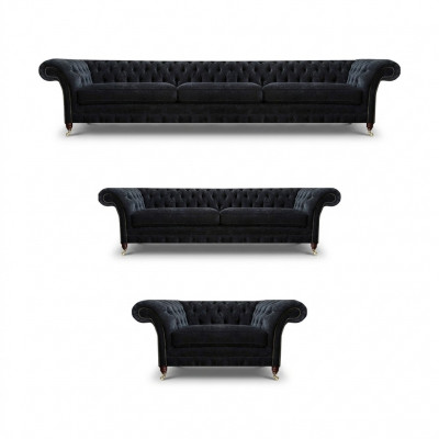 Zwarte Chesterfield-banken Designer Woonkamer Bekledingsbanken Fauteuils