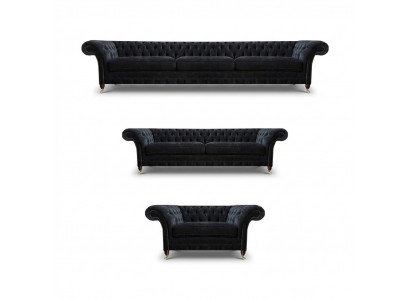 Zwarte Chesterfield-banken Designer Woonkamer Bekledingsbanken Fauteuils
