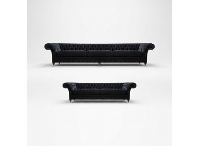 Zwarte Chesterfield gestoffeerde banken Designer woonkamers textiel sofa's
