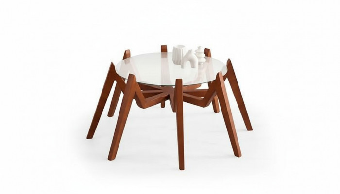 Salontafel in moderne stijl nieuwe hoogwaardige woonkamermeubelen van glas en hout.