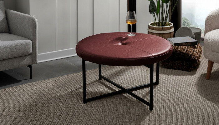 Salontafel met nieuw hoogwaardig leren tafelblad nieuw woonkamermeubilair Kastanjebruin