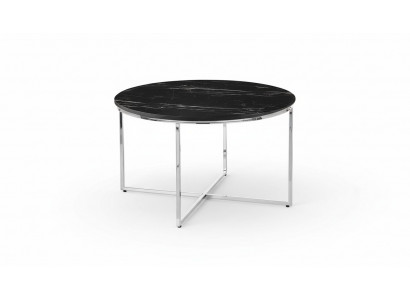 Ronde salontafel woonkamer zwart MDF + metaal X-poten nieuw luxe.