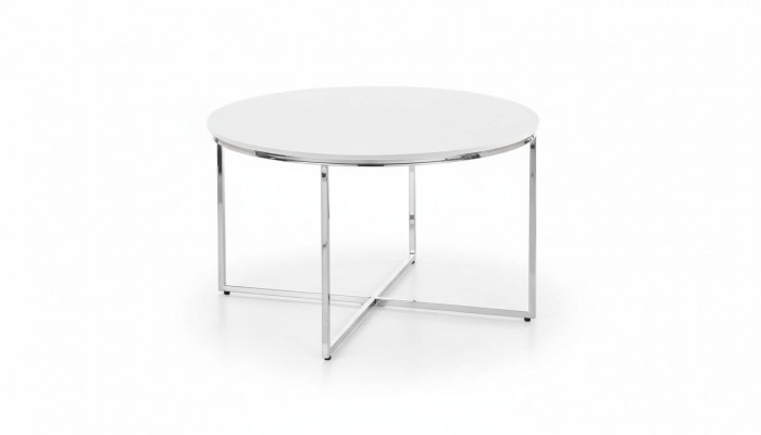 Luxe witte salontafel poten van wit metaal zilverkleurig woonkamer nieuw