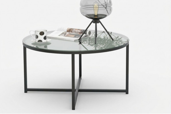Salontafel Luxe woonkamer eetkamermeubilair Glas + Metaal zwart van hoge kwaliteit