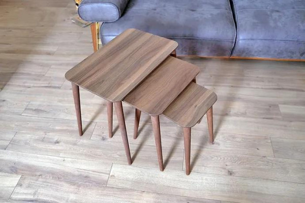 Rechthoekige salontafel set 3x tafels Woonkamer Eetkamer Bruin Hout