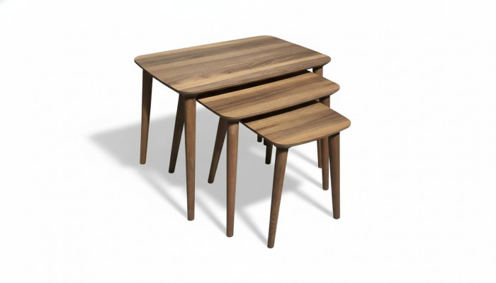 Rechthoekige salontafel set 3x tafels Woonkamer Eetkamer Bruin Hout