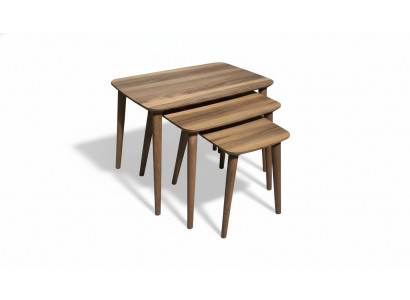Rechthoekige salontafel set 3x tafels Woonkamer Eetkamer Bruin Hout