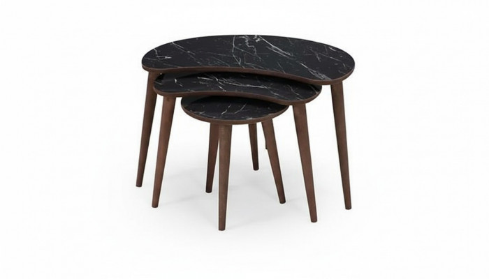 Salontafels 3-delige set van zwart hout, luxe woonkamertafelset