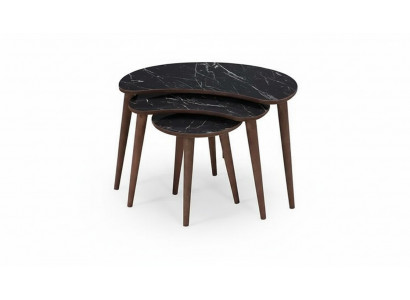 Salontafels 3-delige set van zwart hout, luxe woonkamertafelset