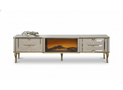 Woonkamer dressoir wit + goud Kamin Luxe RTV Lowboard Exclusief