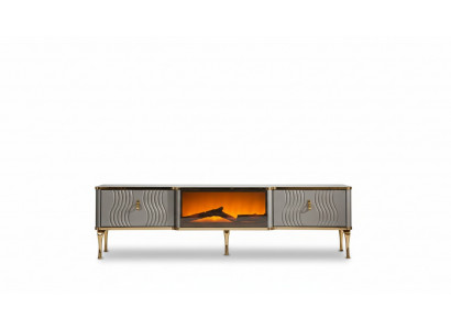 Wit TV-audio-meubel met gouden MDF-spaanplaat + metalen woonkamer TV-meubels
