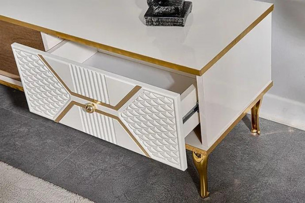 Luxe tv-meubel met witgouden frame van MDF Metaal Wit