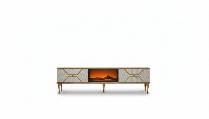 Luxe tv-meubel met witgouden frame van MDF Metaal Wit