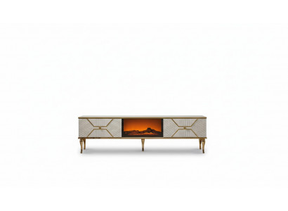 Luxe tv-meubel met witgouden frame van MDF Metaal Wit