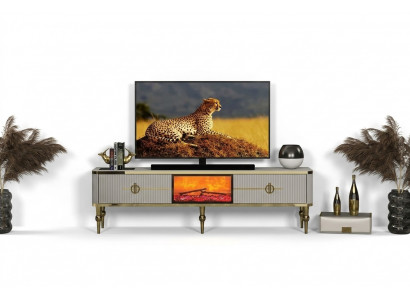 Woonkamer tv-lowboard van hoogwaardige materialen MDF metaal wit + goud