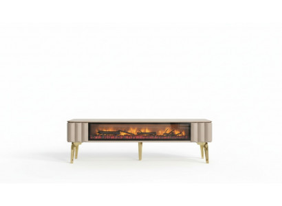 Sideboard RTV woonkamer luxe meubels open haard Beige MDF metaal Lowboard