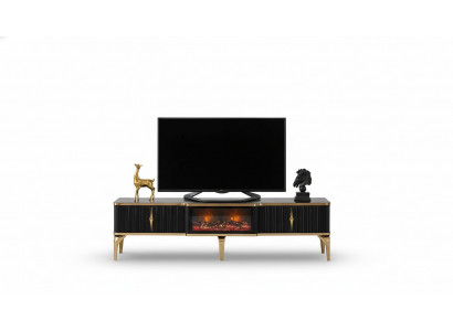 Zwarte tv-lagekast nieuwe luxe meubels MDF-metaal voor de woonkamer