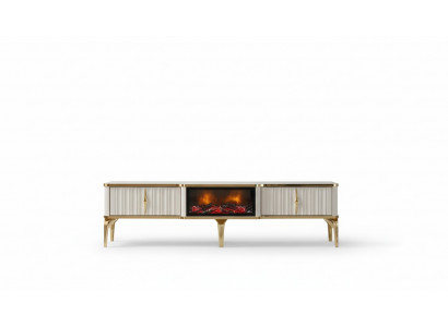 Woonkamer TV-meubel wit + goud MDF dressoir Metaal RTV Luxe Nieuw