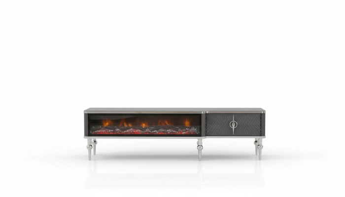 TV-meubel open haard metaal hout MDF spaanplaat luxe meubels nieuw wit RTV