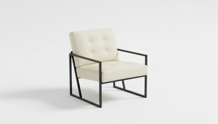 Exclusieve fauteuil woonkamer moderne stijl beige textiel metalen poten
