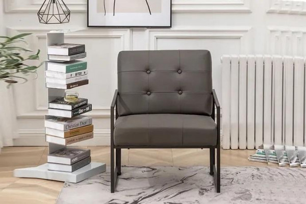 Woonkamer fauteuil Donkergrijs 1-zits Metalen poten + Textielbekleding