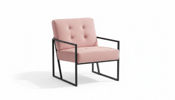 Comfortabele fauteuil 1-zits woonkamer roze textiel bekleding metalen poten