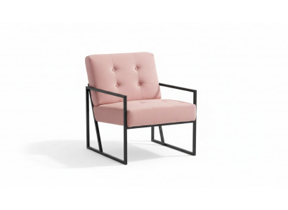 Comfortabele fauteuil 1-zits woonkamer roze textiel bekleding metalen poten