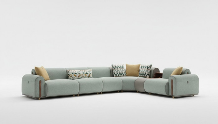 Luxe groene hoekbank woonkamer leren banken designer zitmeubelen