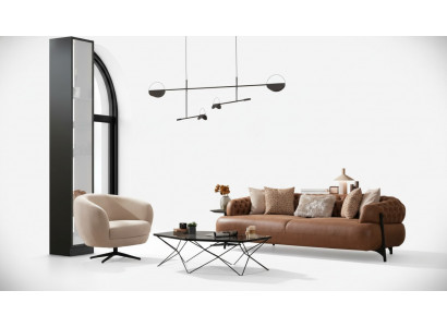 Modern woonkamerbankset Designer driezitsbank Elegante leunstoel 2-delig