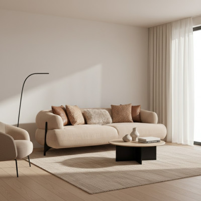 Luxe wit gestoffeerde designer bank woonkamer 3-zits