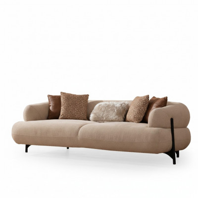 Luxe wit gestoffeerde designer bank woonkamer 3-zits