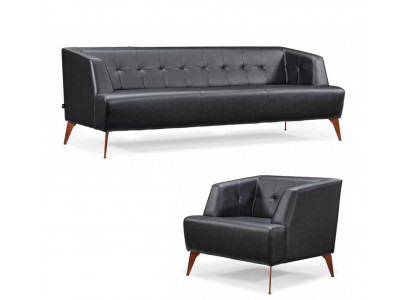 Zwarte woonkamer zitgarnituur Luxe driezitter Cocktailsessel tweedelig
