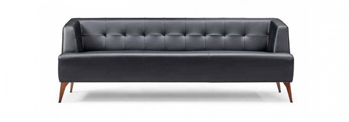 Stijlvolle zwarte driezits moderne lederen sofa woonkamer slaapbank