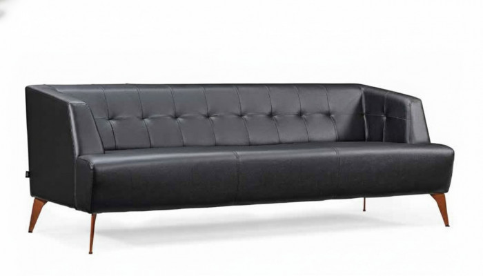 Stijlvolle zwarte driezits moderne lederen sofa woonkamer slaapbank