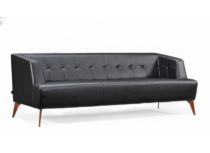 Stijlvolle zwarte driezits moderne lederen sofa woonkamer slaapbank