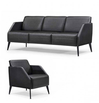 Luxe zwarte woonkamer banken set designer fauteuil 2-delig set