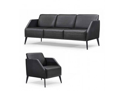 Luxe zwarte woonkamer banken set designer fauteuil 2-delig set