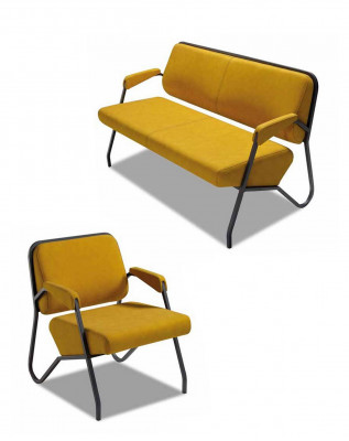 Luxe Gele Woonkamersofa Set Designer 3-Zits Fauteuil 2-delig