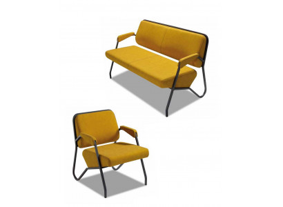 Luxe Gele Woonkamersofa Set Designer 3-Zits Fauteuil 2-delig