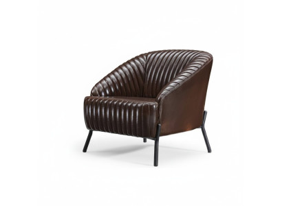 Bruine fauteuil ontwerper woonkamer relaxstoel leer eenzitter meubels