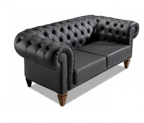 Stijlvolle Chesterfield zwarte driezits moderne chique beklede meubels